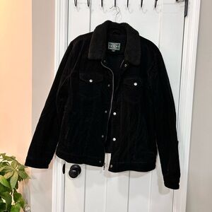 G.H. Bass & Co. Black Corduroy Trucker Jacket with Sherpa Collar